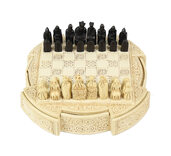 Isle Of Lewis Compact Chess Set - 9 inches with circular cabinet