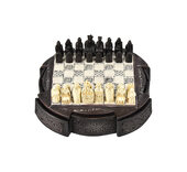 Isle Of Lewis Compact Chess Set - 9 inches with circular cabinet