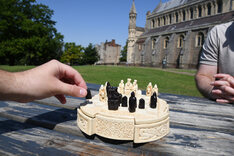 Isle Of Lewis Compact Chess Set - 9 inches with circular cabinet