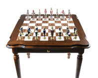 Italfama 4-leg Chess Table with Alabaster & Marble Top (84cm Board)