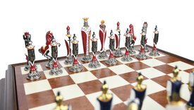 Italfama Renaissance Hand-Painted Metal Chess Pieces (5.5-inch King)