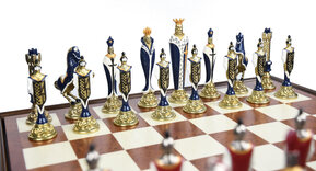 Italfama Renaissance Hand-Painted Metal Chess Pieces (5.5-inch King)