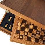 Manopoulos Olive Burl Chess Set with 50cm Chessboard