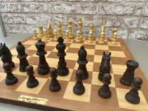 Ornate Staunton Berkeley Chess Set with 4.25 inch King - Cream & Brown