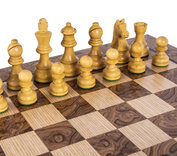 Manopoulos Walnut Burl Chess Set with Staunton Chessmen