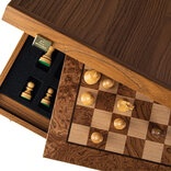 Manopoulos Walnut Burl Chess Set with Staunton Chessmen