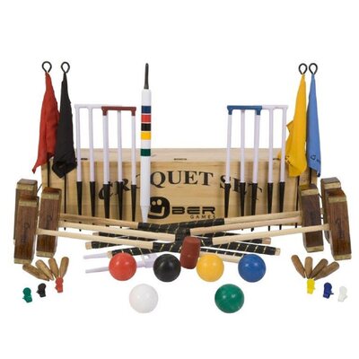 Uber Games Championship 6 Player Croquet Set with a wooden box