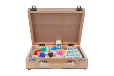 Hot Sports Mexican Train Dominoes in Wooden Case