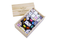 Double 9 Mexican Train Dominoes in Wooden Box