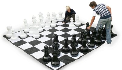 Garden Games Giant Chess Set with PVC Chessboard / Mat (64cm King, 3 Metre Mat)