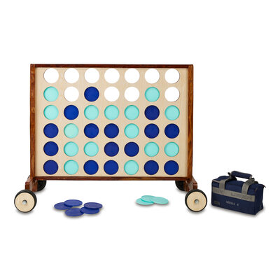 Deluxe Wooden Giant 4-in-a-Row Game with Wheels, 120 x 100 cm