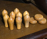 Set of Boxwood skittle Pins & Cheeses - Northamptonshire style