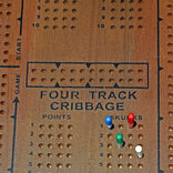 4 Track Classic Cribbage Set, Solid Oak