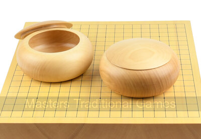 Wooden Go Bowls - Pair, Linden Wood, Natural Finish - Board and stones not included