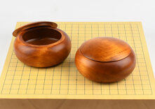 Wooden Go Bowls - Pair, Linden Wood, Reddish Finish