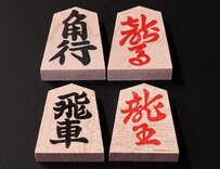 Wooden Shogi Pieces in Box - Stamped, Aoka Wood