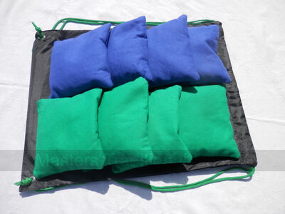 Set of 8 Cornbag Bean Bags for Cornboard / Cornhole in 2 colours [Green and Blue]