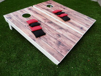 Cornhole - Full Deluxe Set - 2 boards, 8 bags [Rustic Wood Brown]