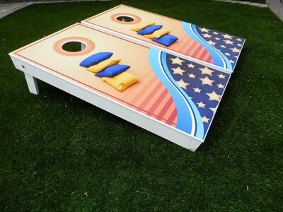 Cornhole - Full Deluxe Set - 2 boards, 8 bags [Stars]