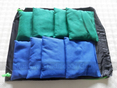 Set of 8 Weatherproof Cornbags for Cornboard / Cornhole in 2 colours [Green and Blue]