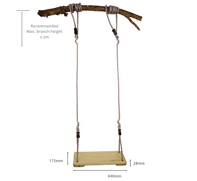 Wooden Tree Swing - 3 metre ropes