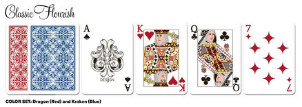 Desjgn Classic Flourish Playing Cards (red/blue, poker-size)