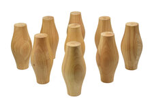 Set of 9 Bristol Skittle Pins (10 x 5 inch, Laminated Rubberwood)