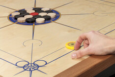 Atelier Radscha Luxury Carrom Board Set - Blue/Yellow Sun Design